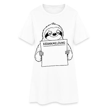 Faultier Krankmeldung - Frauen T-Shirt-Kleid - Weiß - Vorne