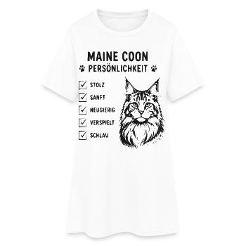 Maine Coon Persönlichkeit - Frauen T-Shirt-Kleid - Weiß - Vorne