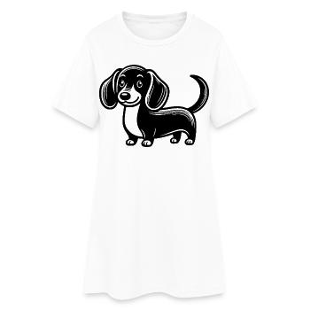 Teckel - Robe T-shirt Femme - blanc - Devant