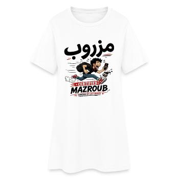 Mazroub مزروب Funny Arabic T-Shirt - Robe T-shirt Femme - blanc - Devant