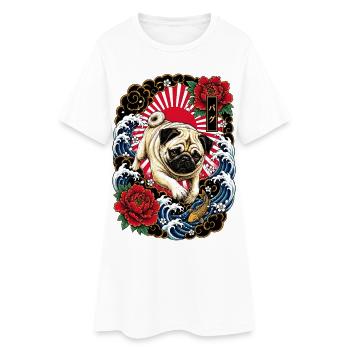 Mops im japanischen Irezumi Tattoo Stil - Frauen T-Shirt-Kleid - Weiß - Vorne