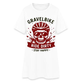 Gravel Bike Skull Ride Dirty Stay Happy - Robe T-shirt Femme - blanc - Devant