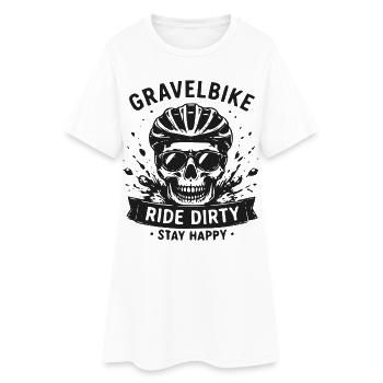 Gravel Bike Skull Ride Dirty Stay Happy - Robe T-shirt Femme - blanc - Devant