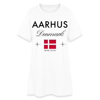 Aarhus Danemark Coordonnées Souvenir de voyage - Robe T-shirt Femme - blanc - Devant