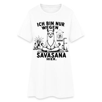 Lustiges Yoga Lama Desig – Ich bin nur wegen... - Frauen T-Shirt-Kleid - Weiß - Vorne