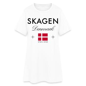 Skagen, Danemark, coordonnées, voyage, souvenir - Robe T-shirt Femme - blanc - Devant