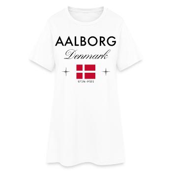 Aalborg Denmark Coordinates Travel Souvenir - Women’s T-Shirt Dress - white - Front