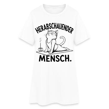 Herabschauender Mensch – Yoga Katze - Frauen T-Shirt-Kleid - Weiß - Vorne