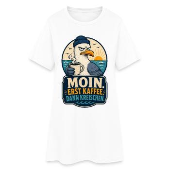 Möwe Erst Kaffee Dann Kreischen Shirt - Frauen T-Shirt-Kleid - Weiß - Vorne