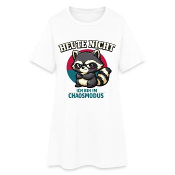 Heute nicht – frecher Waschbär im Chaosmodus - Frauen T-Shirt-Kleid - Weiß - Vorne