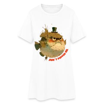 Mürrischer Kugelfisch mit Zylinder - Robe T-shirt Femme - blanc - Devant