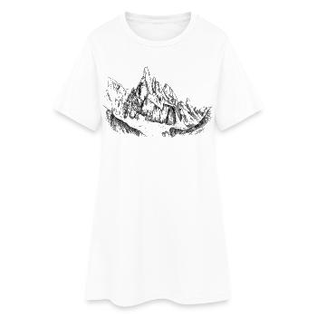Silhouette du Cerro Torre | Conception du Sommet de la Patagonie - Robe T-shirt Femme - blanc - Devant