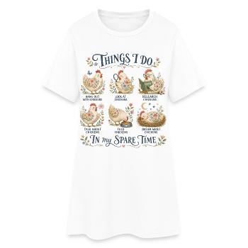 Passion Poules Humour Éleveur Ferme Rétro - Robe T-shirt Femme - blanc - Devant