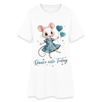 Souris dansante avec des ballons en forme de cœur - Robe T-shirt Femme - blanc - Devant