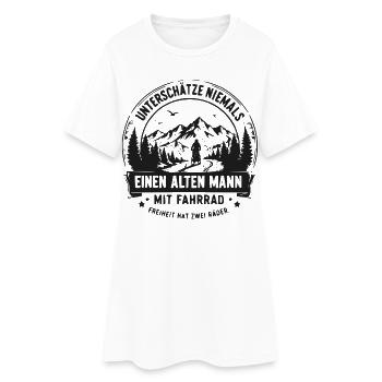Alter Mann mit Fahrrad – Abenteuerszene - Frauen T-Shirt-Kleid - Weiß - Vorne