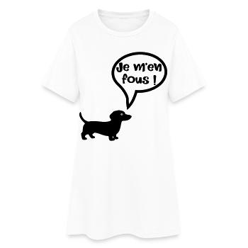Chien - Je m'en fous - Robe T-shirt Femme - blanc - Devant