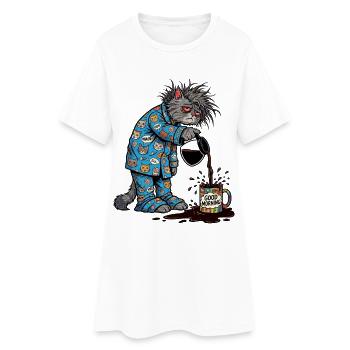 Bonjour Chat - Robe T-shirt Femme - blanc - Devant