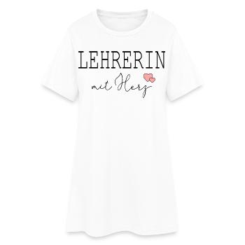 Lehrerin mit Herz - Frauen T-Shirt-Kleid - Weiß - Vorne