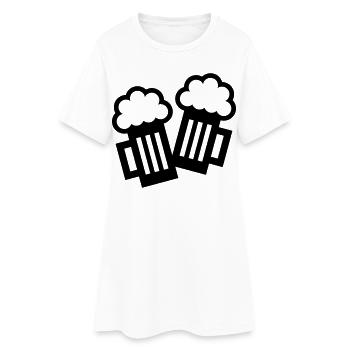 2 Bierkrug Icons Stoßen An (Bier / Maßkrüge / B) - Frauen T-Shirt-Kleid - Weiß - Vorne