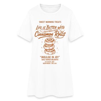 La vie au petit-déjeuner est meilleure avec des roulés à la cannelle - Robe T-shirt Femme - blanc - Devant
