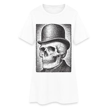 Crâne avec chapeau melon - Robe T-shirt Femme - blanc - Devant