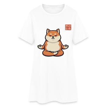 Zen Shiba Pup Meditation - Women’s T-Shirt Dress - white - Front