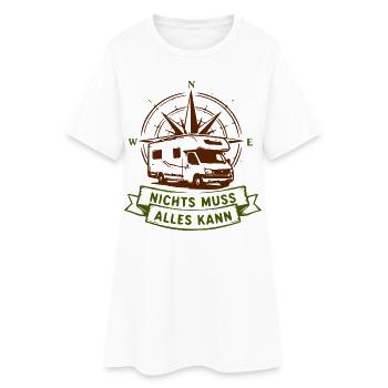 Camperkompass: Nichts Muss Alles Kann - Frauen T-Shirt-Kleid - Weiß - Vorne