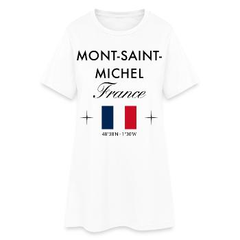 Mont Saint Michel Frankreich Koordinaten Reise - Frauen T-Shirt-Kleid - Weiß - Vorne
