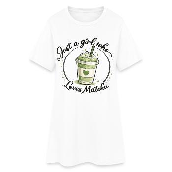 Matcha Girl Heart Love Design - Robe T-shirt Femme - blanc - Devant