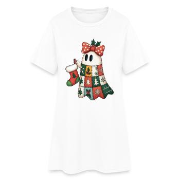 Fantôme patchwork avec quilt de Noël - Robe T-shirt Femme - blanc - Devant