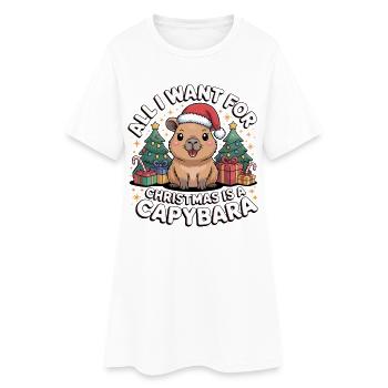 Vœu de Noël capybara - Robe T-shirt Femme - blanc - Devant