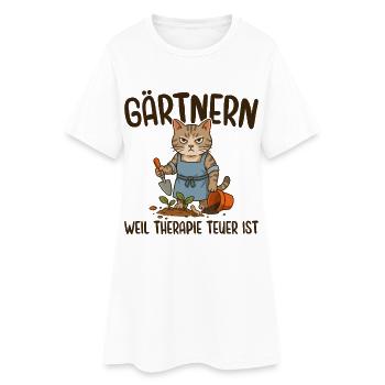 Gärtnern Weil Therapie Teuer ist - Mürrische Katze - Frauen T-Shirt-Kleid - Weiß - Vorne