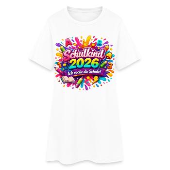 Einschulung 2026 - Ich rocke die Schule - Frauen T-Shirt-Kleid - Weiß - Vorne