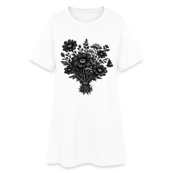 Vintage Wildflowers Linocut Botany - Women’s T-Shirt Dress - white - Front