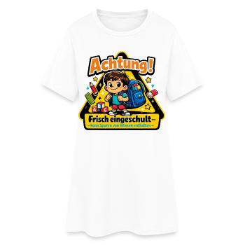 Achtung frisch eingeschult - Frauen T-Shirt-Kleid - Weiß - Vorne