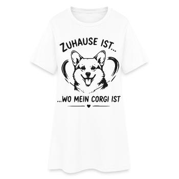 Zuhause ist Wo mein Corgi ist - Frauen T-Shirt-Kleid - Weiß - Vorne