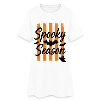 Spooky Season Bat Script - Horror Halloween - Women’s T-Shirt Dress - white - Front