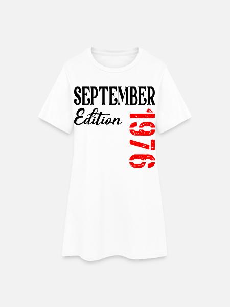 50. Geburtstag September 1976 - Frauen T-Shirt-Kleid - Weiß