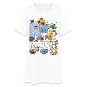 R Is For Rabbit Zoo Party Jungle Zoo Birthday - Women’s T-Shirt Dress - white - Front