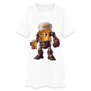 Robot de bière steampunk - Robe T-shirt Femme - blanc - Devant