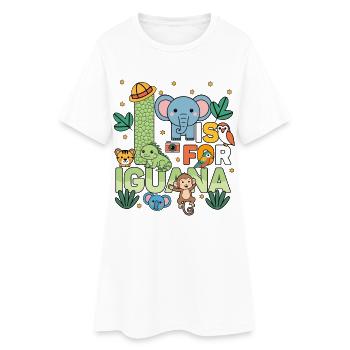 I est pour la fête du zoo d’iguanes, anniversaire du zoo de la jungle - Robe T-shirt Femme - blanc - Devant