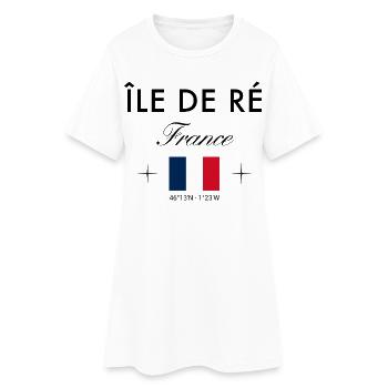 Ile de Re Frankreich Koordinaten Reise Souvenir - Frauen T-Shirt-Kleid - Weiß - Vorne