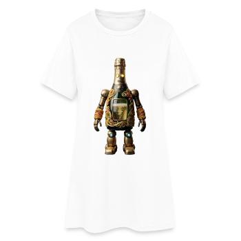 Robot bouteille dorée avec filigrane - Robe T-shirt Femme - blanc - Devant