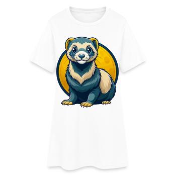 Ferret Kawaii Mascot Cartoon Clipart Logo Badge - Women’s T-Shirt Dress - white - Front