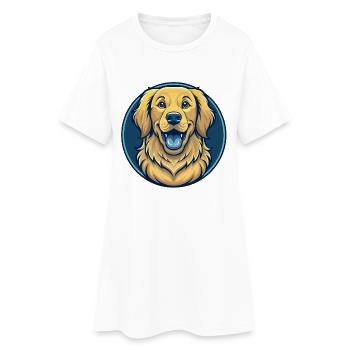 Golden Retriever Dog Kawaii Mascot Cartoon Clipart - Women’s T-Shirt Dress - white - Front