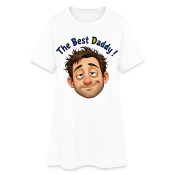 The Best Daddy Cartoon Portrait - Women’s T-Shirt Dress - white - Front