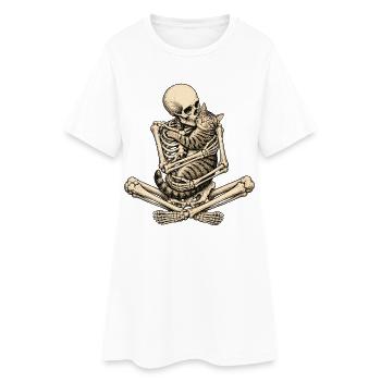 Skeleton, Cat, Halloween - Women’s T-Shirt Dress - white - Front
