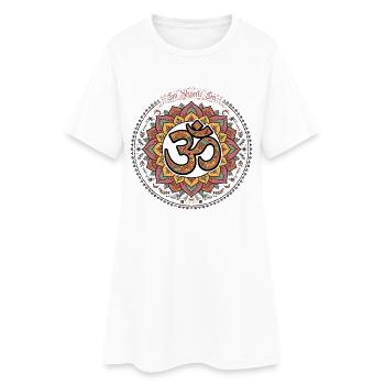 Om Shanti Om Bunt Lotus Mandal - Frauen T-Shirt-Kleid - Weiß - Vorne