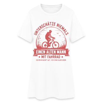 Unterschätze niemals Alten Mann am Fahrrad - Frauen T-Shirt-Kleid - Weiß - Vorne