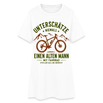 Unterschätze Nie Alten Mann Mit Fahrrad - Frauen T-Shirt-Kleid - Weiß - Vorne